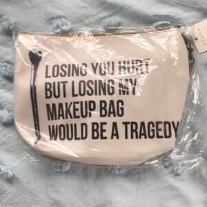 Cream Makeup Bag with Quote